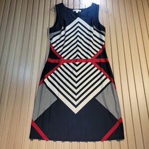 AA Studio AA Womens Navy Blue Geometric Chevron Sleeveless Sheath Dress Size 6